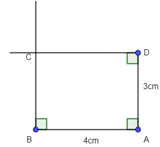 Vẽ hình chữ nhật ABCD có AB = 4 cm, AD = 3 cm theo hướng dẫn sau