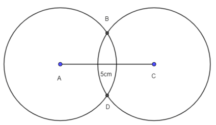 Vẽ hình thoi ABCD khi biết AB = 3 cm và đường chéo AC = 5 cm