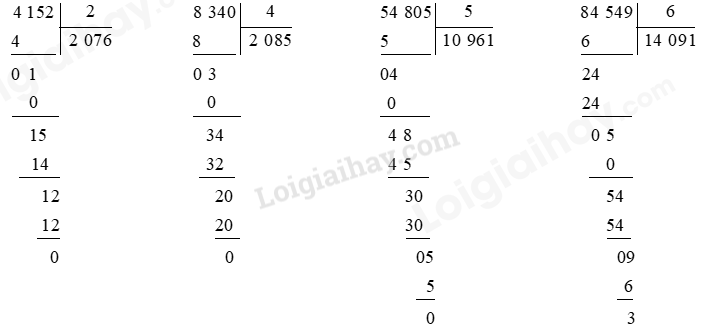 Toán lớp 3 trang 71, 72 Chia cho số có một chữ số trong phạm vi 100 000 (tiếp theo) | Cánh diều (ảnh 4)