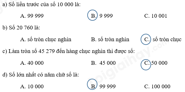 Toán lớp 3 trang 78, 79 Ôn tập các số trong phạm vi 100000 | Chân trời sáng tạo (ảnh 7)