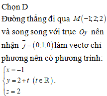 Trong không gian Oxyz, cho điểm M(-1;2;2). Đường thẳng đi qua M và (ảnh 1)