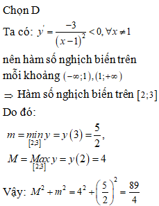 Gọi M,m lần lượt là giá trị lớn nhất, giá trị nhỏ nhất của hàm số (ảnh 1)