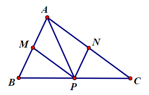 Cho tam giác ABC. Gọi M, N, P lần lượt là trung điểm của các cạnh AB (ảnh 1)