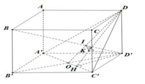 Cho hình hộp chữ nhật có. Tính sin của góc giữa đường thẳng và mặt phẳng . (ảnh 1)