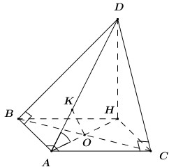  (VDC): Cho tứ diện ABCD có ABC, ABD, ACD là các tam giác vuông tương ứng tại A, B, C. Góc giữa AD và (ABC) bằng , và khoảng cách giữa AD và BC bằng a. Tính thể tích khối tứ diện ABCD.  (ảnh 5)