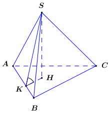  (VD): Cho hình chóp \(S.ABC\) có \(AB = 3a,{\mkern 1mu} {\mkern 1mu} BC = 4a,{\mkern 1mu} {\mkern 1mu} CA = 5a\), các mặt bên tạo với đáy góc \({60^0}\), hình chiếu vuông góc của S lên mặt p (ảnh 1)