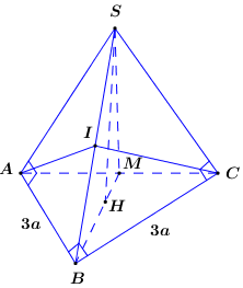  (VDC): Cho hình chóp \(S.ABC\) có đáy \(ABC\) là tam giác vuông cân tại B, \(AB = BC = 3a\), góc \(\angle SAB = \angle SCB = {90^0}\)và khoảng cách từ A đến mặt phẳng \(\left( {SBC} \right)\ (ảnh 1)