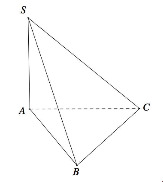 Cho hình chóp \(S.ABC\) có \(\Delta ABC\) vuông tại \(B\), \(BA = a\), \(BC = a\sqrt 3 \). Cạnh bên \(\) vuông góc với đáy và \(SA = a\). Tính bán kính của mặt cầu ngoại tiếp hình chóp \(S.AB (ảnh 1)