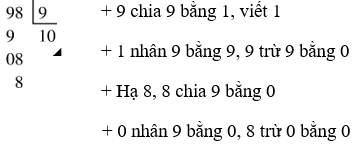  Kết quả của phép tính 98 : 9 là: (ảnh 1)