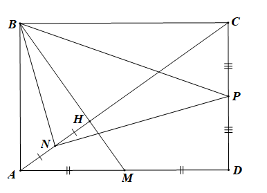 Cho hình chữ nhật ABCD có AB = 1, BC = căn bậc hai 2 . Gọi M là trung điểm của AD. Chứng minh rằng các đường thẳng AC và BM vuông góc với nhau.  (ảnh 1)