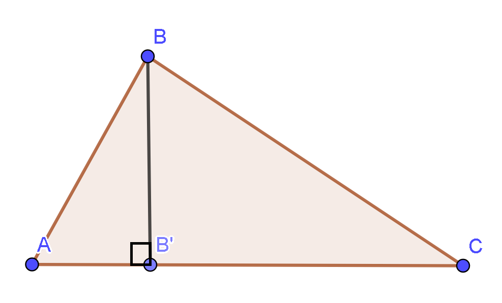 Tam giác ABC có a = 21, b = 17, c = 10 . Gọi B’ là hình chiếu vuông góc của B trên cạnh AC.  (ảnh 1)