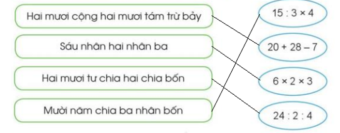 Chọn cách đọc tương ứng với mỗi biểu thức (ảnh 2)