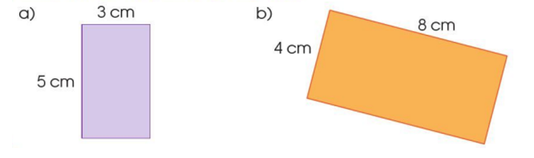 Tính diện tích của mỗi hình chữ nhật sau: (ảnh 1)