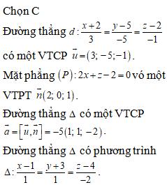 Trong không gian tọa độ Oxyz, cho điểm M(1;-3;4), đường thẳng (ảnh 1)