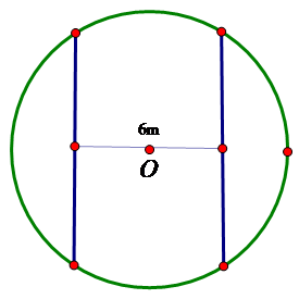 Một mảnh vườn hình tròn tâm O bán kính 6m. Người ta cần trồng cây trên dải đất (ảnh 1)