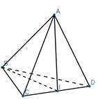 Cho tứ diện ABCD có AC=AD và BC=BD . Gọi I là trung điểm của  .  (ảnh 1)