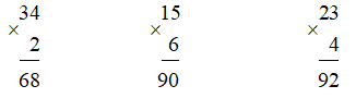 Đặt tính rồi tính: a) 34 x 2 15 x 6 23 x 4 (ảnh 1)