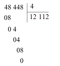 Kết quả phép tính 48 448 : 4 là: (ảnh 1)