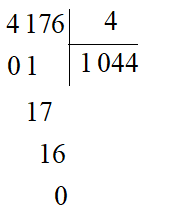 Phép chia 4 176 : 4 có thương là: A. 4 716 B. 1 404 C. 1 044 D. 2 391 (ảnh 1)