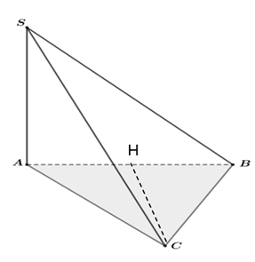 Cho hình chóp S.ABC có đáy ABC là tam giác đều và SA vuông góc với đáy, AB = a. Khoảng cách từ C đến mặt phẳng (SAB) bằng (ảnh 1)