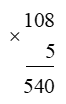 Kết quả của phép tính 108 ml x 5 là: A. 540 l B. 500 ml C. 540 ml D. 504 ml (ảnh 1)