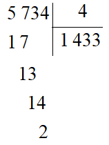 Số dư của phép chia 5 734 : 4 là  (ảnh 1)