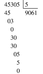 Điền số còn thiếu vào ô trống 45 305 : ? = 5 (ảnh 1)