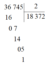 Phép chia 36 745 : 2 có số dư là: (ảnh 1)