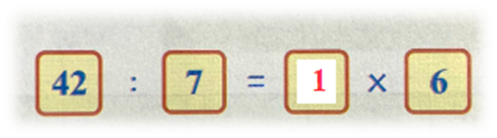 Số 42 : 7 = ? x 6 A. 0 B. 1 C. 2 D. 3 (ảnh 1)