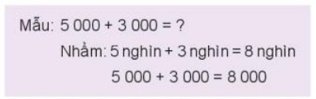 Tính nhẩm (theo mẫu): a) 6000 + 2000 b) 3000 +4000 (ảnh 1)