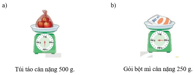 Điền số thích hợp vào dấu hỏi: a) Túi táo cân nặng ? g (ảnh 2)