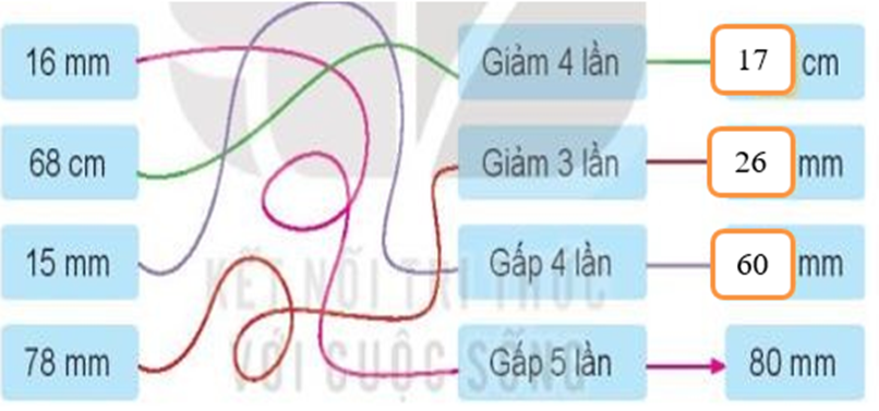 Điền số thích hợp vào dấu hỏi: 16 mm Gấp 5 lần ? cm (ảnh 2)