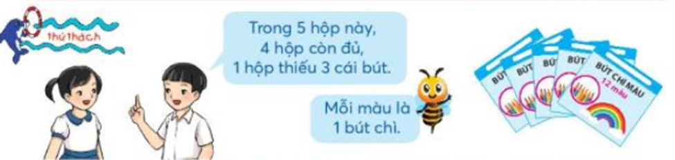 Biểu thức nào dưới đây chỉ cách tính số bút chì trong 5 hộp trên? (ảnh 1)