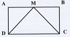 . Hình bên có AB = 2,6dm; AD = 1,6dm. Diện tích tam giác MDC là: (ảnh 1)