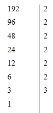  Số các ước của số 192 là   A. 7     B. 16     C. 14    D. 12 (ảnh 1)