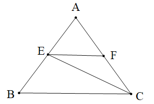  Cho hình vẽ. Tính góc FEC, biết EF // BC và góc ECB = 40 độ: (ảnh 1)