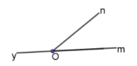 Cho ba tia chung gốc khác nhau Om, On, Oy. Trong đó có hai tia Om và Oy đối nhau. Số góc trong hình là: (ảnh 1)