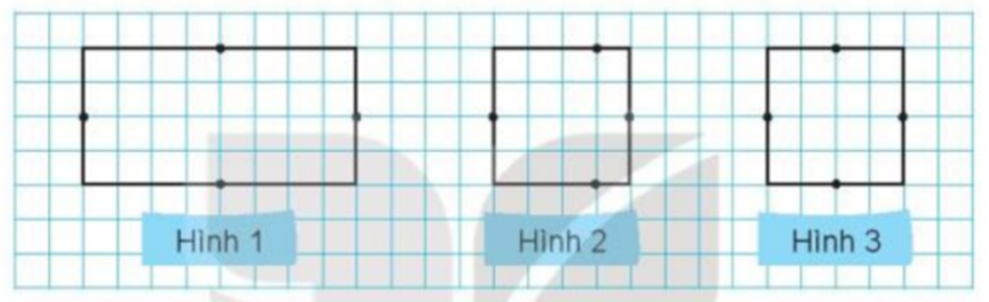 Bạn Mai vẽ một hình vuông trên giấy ô vuông rồi vẽ trung điểm  (ảnh 1)