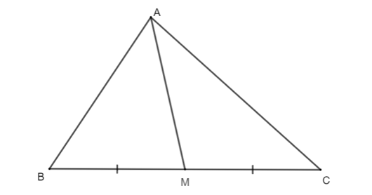 Cho hình như bên dưới. Đường thẳng AM trong hình bên dưới là:  (ảnh 1)