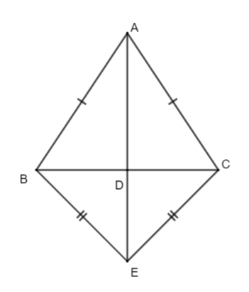 Cho hình vẽ như bên dưới. Khi đó: A. AE là đường trung trực của BC;                   (ảnh 1)