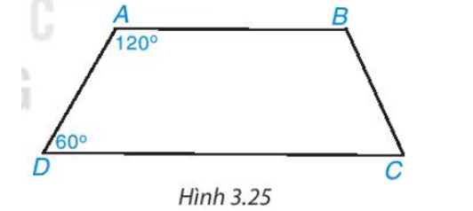 Tứ giác ABCD trong Hình 3.25 có phải là hình thang không? Vì sao? (ảnh 1)