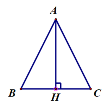 Cho tam giác ABC có AB = AC, đường cao AH. Kết luận nào sau đây sai? (ảnh 1)