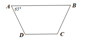 Cho hình thang cân ABCD (AB // CD) có  góc A. Số đo góc C là A. 115°. B. 95°. C. 65°. D. 125°. (ảnh 1)