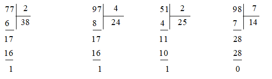 Tính 77 : 2 97 : 4 51 : 2 98 : 7 (ảnh 2)