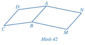 Cho hai hình bình hành ABCD và ABMN (Hình 42). Chứng minh:  a) CD = MN; (ảnh 1)