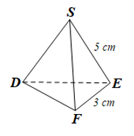 Cho hình chóp tam giác đều S.DEF có cạnh bên SE = 5 cm và cạnh đáy EF = 3 cm. Hãy cho biết:  a) Mặt bên và mặt đáy của hình chóp.  (ảnh 1)