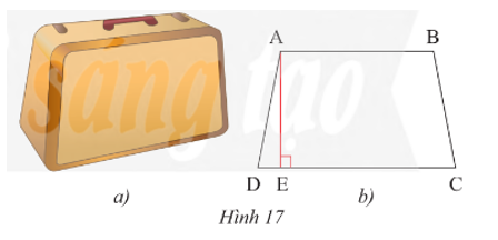 Mặt bên của một chiếc va li (Hình 17a) có dạng hình thang cân và được vẽ lại như Hình 17b. Biết hình thang đó có độ dài đường cao là 60 cm, (ảnh 1)