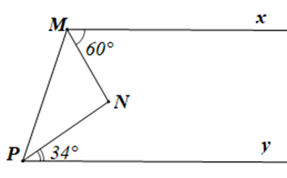 Cho hình vẽ: Biết Mx // Py, góc xMN = 60 độ và góc NPy = 34 độ (ảnh 1)