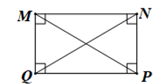 Cho hình chữ nhật MNPQ. Đoạn thẳng MP bằng đoạn thẳng nào sau đây?  A. NQ.  B. MN.  C. NP.  D. QM. (ảnh 1)