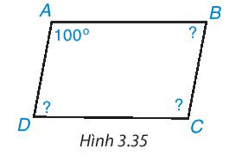 Tính các góc còn lại của hình bình hành ABCD trong Hình 3.35. (ảnh 1)